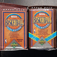 2-Upper Deck 1991-92 NBA Basketball both Series Inaugural Edition 2 Packs (12) picture