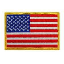 AMERICAN FLAG PATCH embroidered iron-on GOLD BORDER USA US United States QUALITY picture