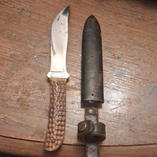 Case Vintage 1944 Hunting Fixed Blade Clip Point Full Tang Knife w/ Sheath picture
