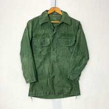 Vintage 1965 Men’s 107 Cotton Shirt Olive Green Vietnam War Era Size 49-17 picture