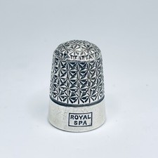 1928 H G & S Sterling Silver Royal Spa Thimble Birmingham Art Deco Henry Griffit picture