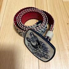 Christian Audigier Men’s Dress Belt Size M Solid Designer Stitched Buckle picture