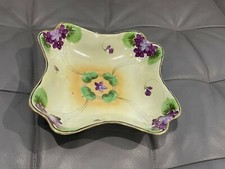Antique Te Oh China Japanese Nippon Porcelain Square Bowl Dish w/ Floral Dec. picture