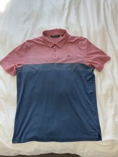 TravisMathew Men's Polo Shirt XL Coral Navy Colorblock Pima Cotton Golf picture