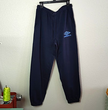 Umbro Men's Jogger Pants Navy Cotton Fleece Drawstring Pockets Size L picture