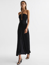 REISS NWT $345 Lana Plunge Neck Strappy Maxi Halter Evening Dress Size US 4 picture