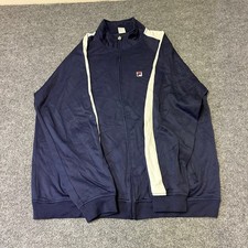 Fila Track Jacket Mens Size XL Navy Blue Cream Stripe Full Zip Streetwear picture