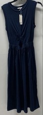 Anthropologie Sundry Women's Navy Twist Front Cut Out Midi Dress NWT Sz M picture