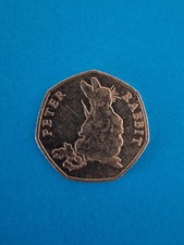 Rare Royal Mint Beatrix Potter 2018 Peter Rabbit Eating 50p Coin picture