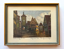 Vintage Ernst Geissendorfer Rothenberg ob der Tauber Plonlein, framed and signed picture