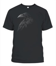 Mystical Black Raven Illustration Crow Artwork T-Shirt S-5XL picture