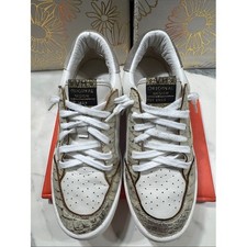 Vintage Havana Sneaker Womens 7.5 White Gold Good Metallic Star Croc Embossed picture
