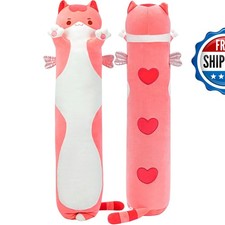 Mewaii Long Cat Plush Stuffed Animal Pillow Pink 28 inch Kawaii picture
