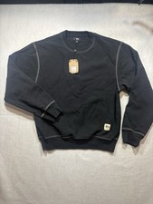 Stussy Black Contrast Stitch Label Crew Sweatshirt Long Sleeve Men Size Large picture