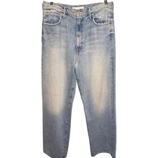 MOTHER SUPERIOR Womens Blue HW Tunnel Vision Sneak High Rise Jeans 32 Baggy Luxe picture