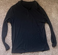 lululemon Men's Black Long Sleeve Henley Pullover Cotton T-Shirt Size XL picture