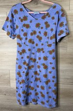 Fresh Produce Blue Daisy Dress XL Vintage Cottage Core Cotton USA Floral Artsy picture