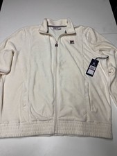 Fila O-Fit Velour Jacket Size XXL Cream Full Zip picture