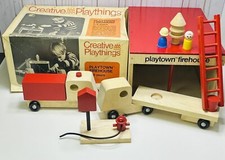 Creative Playthings Playtown Firehouse Rare VTG1969 Wooden Set From Finland Boxd picture