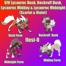 6IV Shiny Lycanroc Dusk Midday Midnight Rockruff Dusk Pokemon Scarlet and Violet picture