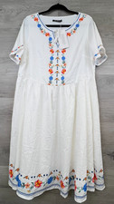 New Bloomchic Floral Dress Womens 14-16 UK 18-20 White Floral Accents Tie NWT picture