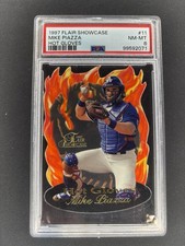 1997 Flair Showcase Mike Piazza #11 Hot Gloves PSA 8 Mets Diecut picture