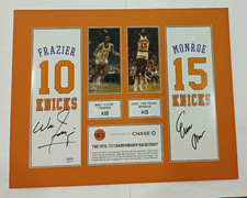 PSA/DNA Walt Frazier Earl Monroe Dual Signed Auto Autograph 18x14 Display HOF picture