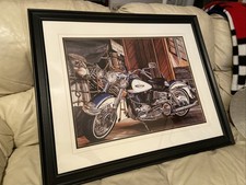 Huge Scott Jacobs Harley Davidson Electra Glide Motorcycle 34x28” Framed Print picture