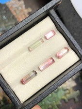 Stunning 5-Piece 4.45ct  Bi-Color Tourmaline Faceted Lot – Pastel Shades picture