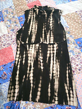 Forever 21 Brown/White Tie Dye Knit Shift High Neck Sleeveless Top, Size S picture