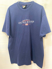 Vtg Y2K Old Varsity Brand Men's Blue USA Embroidered Graphic Crew Neck Tee XL picture