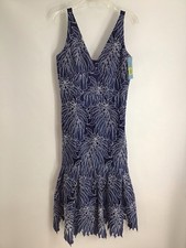 Antonio Milani NWT Ivor Dress Embroidered Floral Bodycon Midi Party Navy Size 6 picture