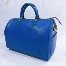 Louis Vuitton Epi Speedy 30 Boston Bag Handbag Blue Leather LV Authentic picture