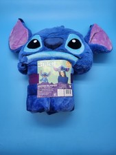 Disney Stitch Hooded Blanket 30x50 Plush 3D Ears Lilo & Stitch Kids Blue picture
