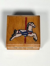 Vintage 1987 Comotion Rubber Stamp #306 Carousel Horse Wood Mounted picture