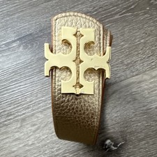 Tory Burch Women’s Brown Skinny Fashion Belt Gold-Tone Logo Buckle Adjustable picture