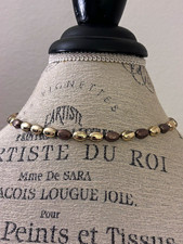 Napier Signed Gold Tone Brown Cable Link Chain Necklace Vintage Fashion picture