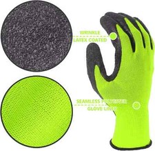 8 Pairs Crinkle Latex Rubber Work Gloves Hand Coated Safety Work Gloves - Green picture