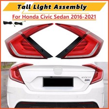 Red Fits 2016-2021 Honda Civic Sedan LED Tail Lights w/ Sequential Signal Lamp picture