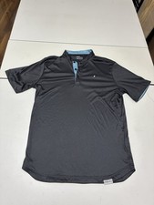 Primo Golf Polo Shirt Medium Gray Blue Performance Blade Collar Preppy Sports picture