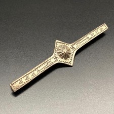 Vintage Navajo Native Whirling Log Arrow Hand Stampwork Concho Silver Brooch Pin picture