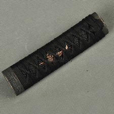 15 cm Full Black Tsuka Handle For Japanese Samurai Tanto Sword Imitative Rayskin picture