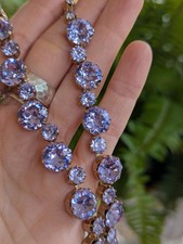 Kramer New York Tanzanite Rhinestone Necklace Vintage Signed Choker 1950s picture