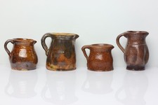 4 Antique Bavarian German Dollhouse Kitchen Pottery Pitchers 1840 Miniature picture