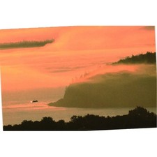 Bar Harbor Maine Postcard Bald Porcupine Island Morning Fog Ed Elvidge 207 picture