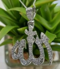 0.38cts Genuine Moissanite Men's Allah Charm Only Pendant 925 Silver picture