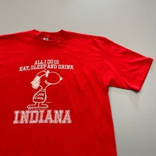 Artex Joe Cool Snoopy Indiana University T-Shirt Mens XL Red VTG 70s IU Funny picture