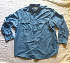 Duluth Trading Co. Men's Fishing Button-Down Shirt Polyester Pockets Blue 2XL picture