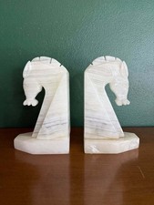 Hand Carved Onyx Horse Head Bookends picture
