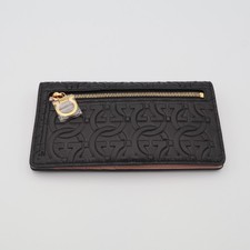 Rare Salvatore Ferragamo Gancini Continental Wallet Black Nude Leather w/ Box picture